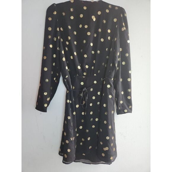 Paris Atelier & Other Stories Black w/Gold Coin Print Wrap Dress size US 8/US 40 - Picture 3 of 12